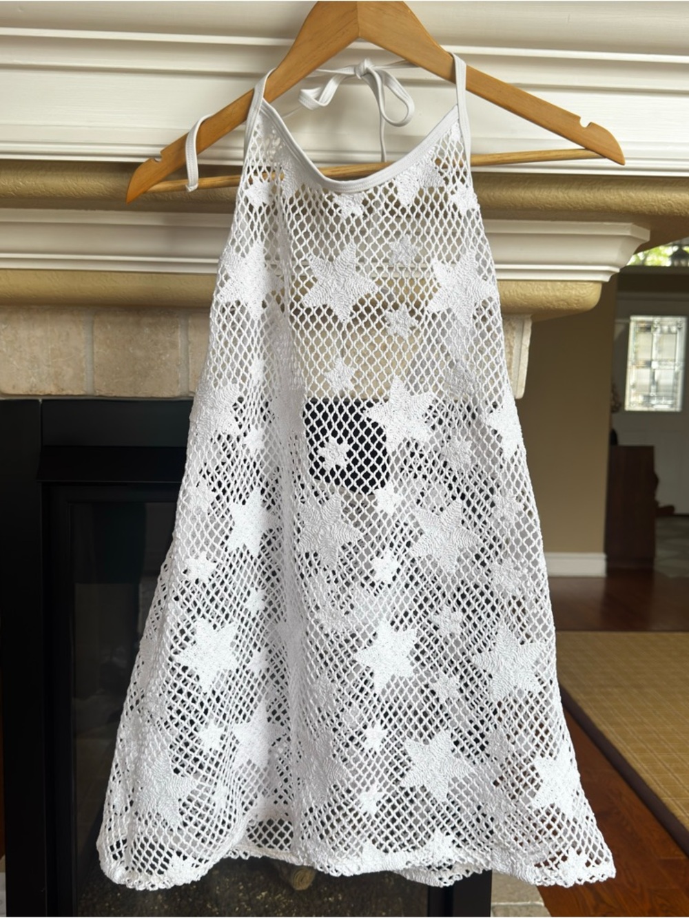 Star Print Crochet Halter Cover up Celestial Resort Wear Festival Hippie